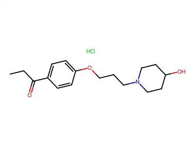 Propiophenone, 4'-(3-(4-hydroxypiperidino)propoxy)-, hydrochloride structure