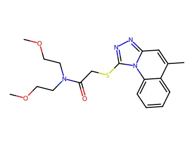N,N-bis(2-methoxyethyl)-2-[(5-methyl-[1,2,4]triazolo[4,3-a]quinolin-1-yl)sulfanyl]acetamide structure