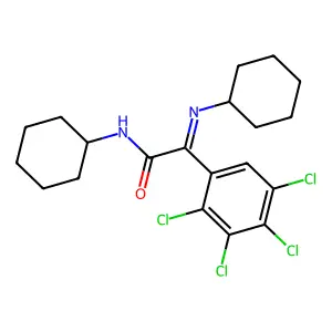 N-cyclohexyl-2-cyclohexylimino-2-(2,3,4,5-tetrachlorophenyl)acetamide structure