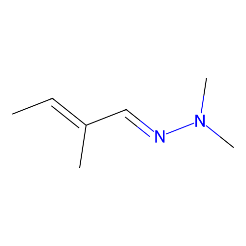 Dimethylhydrazone 2-methyl-2-butenylaldehyde structure