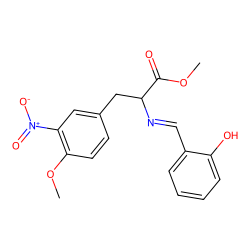 methyl (E)-N-(2-hydroxybenzylidene)-O-methyl-3-nitrotyrosinate structure