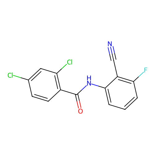 2,4-dichloro-N-(2-cyano-3-fluorophenyl)benzamide structure