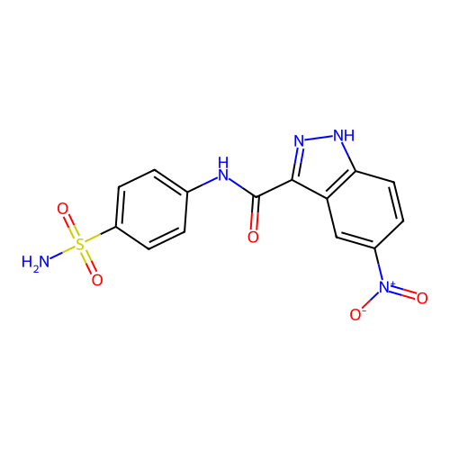 5-Nitro-1H-indazole-3-carboxylic acid (4-sulphamoyl-phenyl)-amide structure
