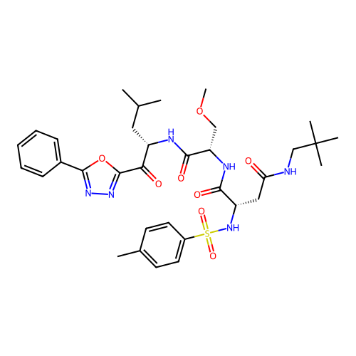 L-Serinamide, N-(2,2-dimethylpropyl)-N2-[(4-methylphenyl)sulfonyl]-L-asparaginyl-O-methyl-N-[(1S)-3-methyl-1-[(5-phenyl-1,3,4-oxadiazol-2-yl)carbonyl]butyl]- structure
