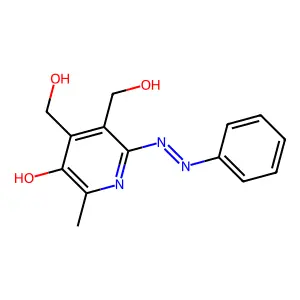 (6Z)-4,5-Bis(hydroxymethyl)-2-methyl-6-(phenylhydrazinylidene)pyridin-3-one structure