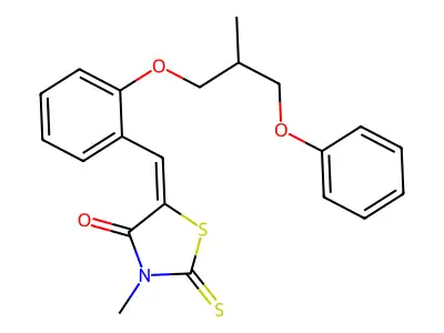(5E)-3-methyl-5-[[2-(2-methyl-3-phenoxypropoxy)phenyl]methylidene]-2-sulfanylidene-1,3-thiazolidin-4-one structure