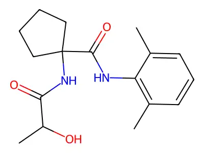 N-(2,6-dimethylphenyl)-1-(2-hydroxypropanoylamino)cyclopentane-1-carboxamide structure