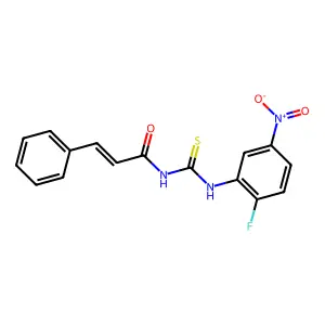 (2E)-N-[(2-fluoro-5-nitrophenyl)carbamothioyl]-3-phenylprop-2-enamide structure