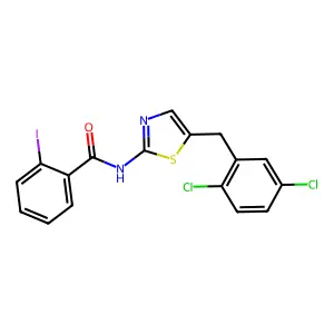 N-[5-[(2,5-dichlorophenyl)methyl]-1,3-thiazol-2-yl]-2-iodobenzamide structure