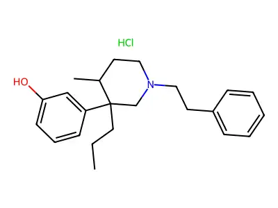 Phenol, 3-(3-(4-methyl-1-phenethyl-3-propylpiperidinyl))-, hydrochloride structure