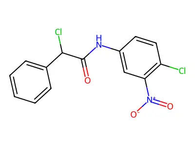 2-chloro-N-(4-chloro-3-nitrophenyl)-2-phenylacetamide structure