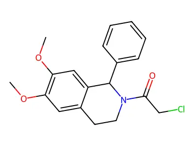 2-chloro-1-[(1S)-6,7-dimethoxy-1-phenyl-3,4-dihydro-1H-isoquinolin-2-yl]ethanone structure
