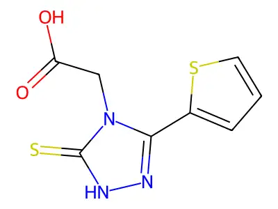 2-[3-sulfanyl-5-(thiophen-2-yl)-4H-1,2,4-triazol-4-yl]acetic acid structure