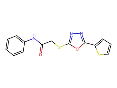 N-phenyl-2-{[5-(thiophen-2-yl)-1,3,4-oxadiazol-2-yl]sulfanyl}acetamide structure
