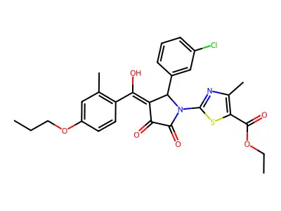 ethyl 2-[2-(3-chlorophenyl)-3-[hydroxy-(2-methyl-4-propoxyphenyl)methylidene]-4,5-dioxopyrrolidin-1-yl]-4-methyl-1,3-thiazole-5-carboxylate structure