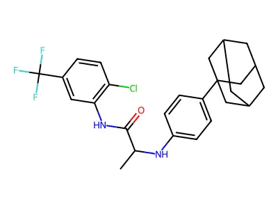 2-[4-(1-adamantyl)anilino]-N-[2-chloro-5-(trifluoromethyl)phenyl]propanamide structure