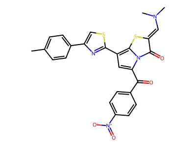 2-(dimethylaminomethylidene)-7-[4-(4-methylphenyl)-1,3-thiazol-2-yl]-5-(4-nitrobenzoyl)pyrrolo[2,1-b][1,3]thiazol-3-one structure