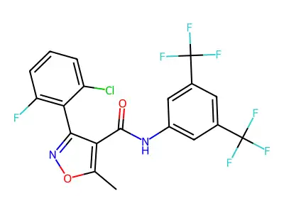 N-[3,5-bis(trifluoromethyl)phenyl]-3-(2-chloro-6-fluorophenyl)-5-methyl-1,2-oxazole-4-carboxamide structure