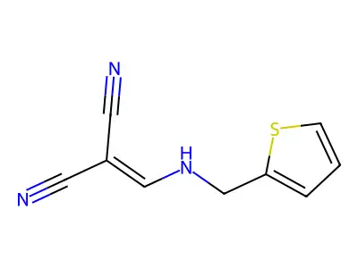 2-(((Thiophen-2-ylmethyl)amino)methylene)malononitrile structure