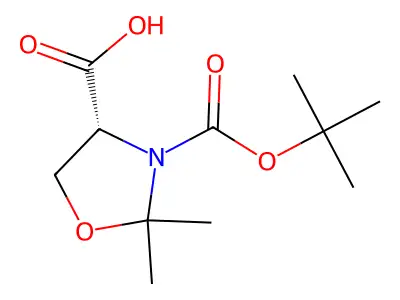 3-(Tert-butoxycarbonyl)-2,2-dimethyl-1,3-oxazolidine-4-carboxylic acid structure