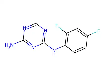 2-Amino-4-(2,4-difluorophenylamino)-1,3,5-triazine structure