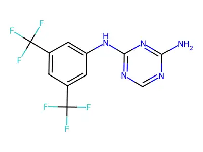 2-Amino-4-[3,5-bis(trifluoromethyl)phenyl]amino-1,3,5-triazine structure