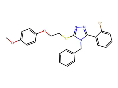 4-Benzyl-3-(2-bromophenyl)-5-[2-(4-methoxyphenoxy)ethylsulfanyl]-1,2,4-triazole structure