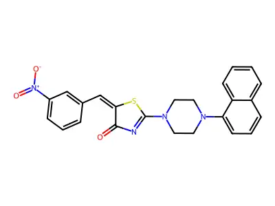 (5E)-2-(4-naphthalen-1-ylpiperazin-1-yl)-5-[(3-nitrophenyl)methylidene]-1,3-thiazol-4-one structure