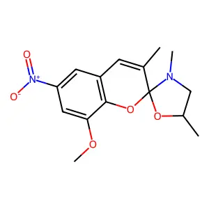 8'-Methoxy-3,3',5-trimethyl-6'-nitrospiro[1,3-oxazolidine-2,2'-chromene] structure