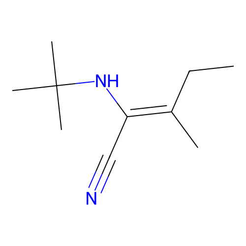 (Z)-2-(tert-butylamino)-3-methylpent-2-enenitrile structure