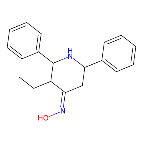 (Z)-3-ethyl-2,6-diphenylpiperidin-4-one oxime structure