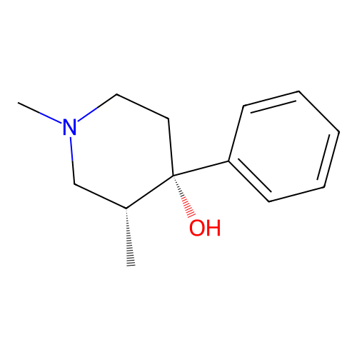 (3R,4S)-1,3-dimethyl-4-phenylpiperidin-4-ol structure