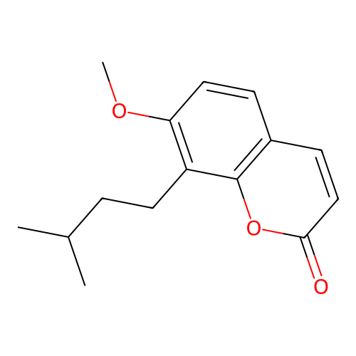 2H-1-Benzopyran-2-one, 7-methoxy-8-(3-methylbutyl)- structure