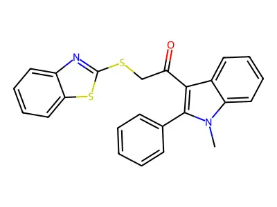 2-[(1,3-Benzothiazol-2-yl)sulfanyl]-1-(1-methyl-2-phenyl-1H-indol-3-yl)ethan-1-one structure