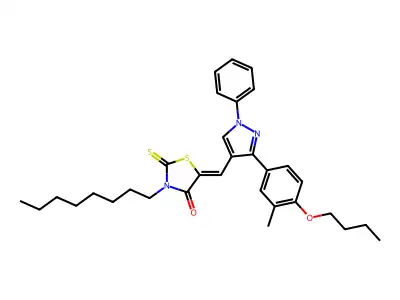 5-{[3-(4-Butoxy-3-methylphenyl)-1-phenyl-1H-pyrazol-4-yl]methylidene}-3-octyl-2-sulfanylidene-1,3-thiazolidin-4-one structure