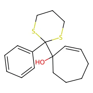 2-Cyclohepten-1-ol, 1-(2-phenyl-1,3-dithian-2-yl)- structure