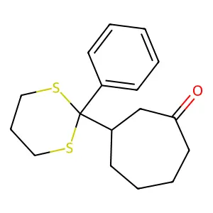 Cycloheptanone, 3-(2-phenyl-1,3-dithian-2-yl)- structure
