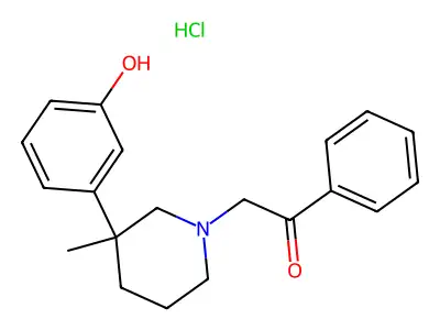 Phenol, 3-(3-(3-methyl-1-phenacylpiperidinyl))-, hydrochloride structure