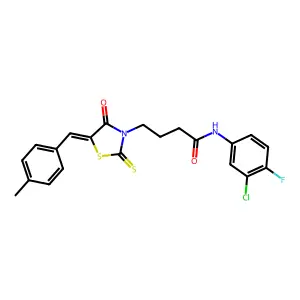 N-(3-chloro-4-fluorophenyl)-4-[5-(4-methylbenzylidene)-4-oxo-2-thioxo-1,3-thiazolidin-3-yl]butanamide structure