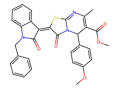 methyl 2-(1-benzyl-2-oxoindol-3-ylidene)-5-(4-methoxyphenyl)-7-methyl-3-oxo-5H-[1,3]thiazolo[3,2-a]pyrimidine-6-carboxylate structure