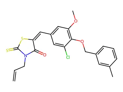 (5E)-5-{3-chloro-5-methoxy-4-[(3-methylbenzyl)oxy]benzylidene}-3-(prop-2-en-1-yl)-2-thioxo-1,3-thiazolidin-4-one structure