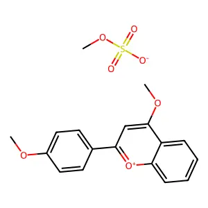 1-Benzopyrylium, 4-methoxy-2-(4-methoxyphenyl)-, methyl sulfate (1:1) structure