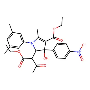1H-Pyrrole-2-acetic acid, alpha-acetyl-1-(3,5-dimethylphenyl)-4-(ethoxycarbonyl)-2,3-dihydro-3-hydroxy-5-methyl-3-(4-nitrophenyl)-, ethyl ester structure