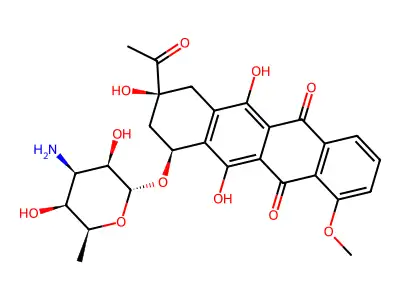 7-O-(3,6-Didesoxy-3-amino-alpha-D-mannopyranosyl)-daunorubicin structure