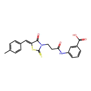 3-({3-[5-(4-methylbenzylidene)-4-oxo-2-thioxo-1,3-thiazolidin-3-yl]propanoyl}amino)benzoic acid structure