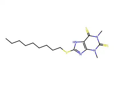 1,3-dimethyl-8-nonylsulfanyl-7H-purine-2,6-dithione structure