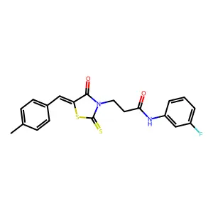 N-(3-fluorophenyl)-3-[5-(4-methylbenzylidene)-4-oxo-2-thioxo-1,3-thiazolidin-3-yl]propanamide structure