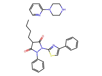 3,5-Pyrazolidinedione, 4-butyl-1-phenyl-2-(4-phenyl-2-thiazolyl)-, compd. with 1-(2-pyridinyl)piperazine (1:1) structure