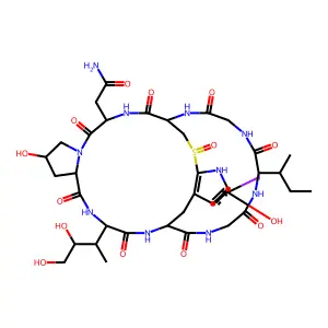 alpha-Amanitin, 4-(6-hydroxy-7-iodo-2-mercapto-L-tryptophan)- structure