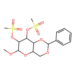 Methyl 4,6-o-benzylidene-2,3-bis-o-(methylsulfonyl)hexopyranoside structure
